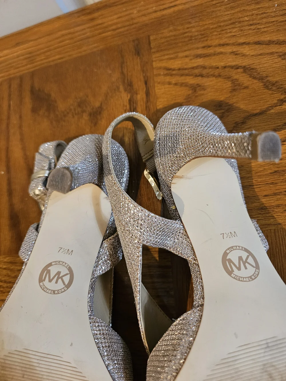 Michael Kors Gold Glitter Slingback Heels - Picture 7 of 7